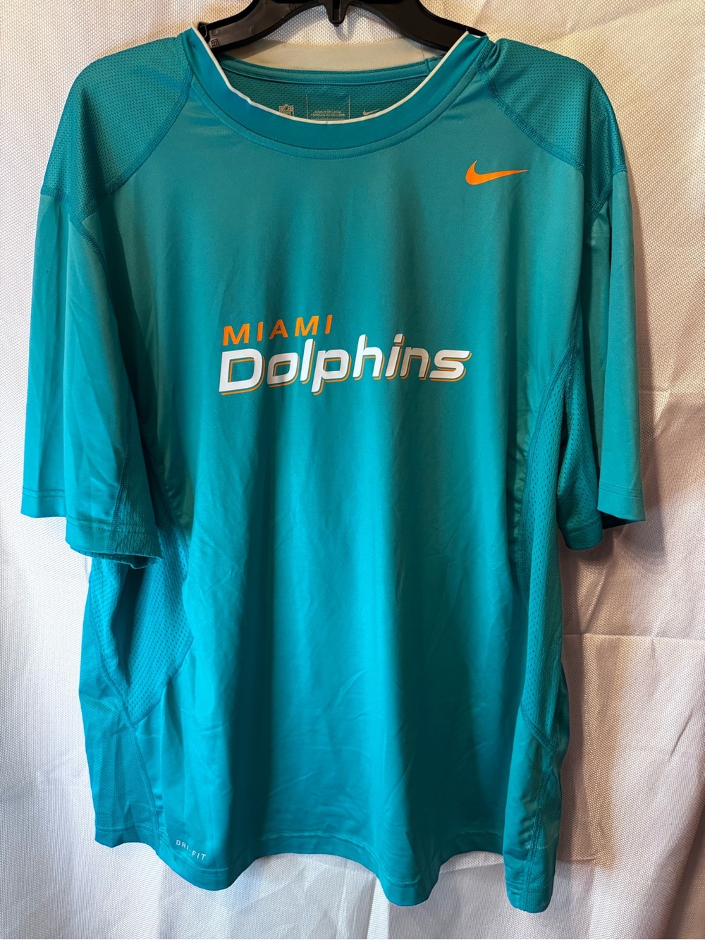 Nike Teal Miami Dolphins Short-Sleeve Swim Rash Guard with Orange Logo